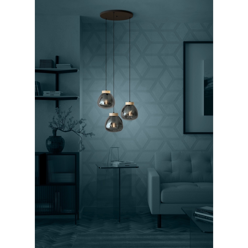 Eglo - Luster na sajli 3xE27/40W/230V, zadimljenog stakla