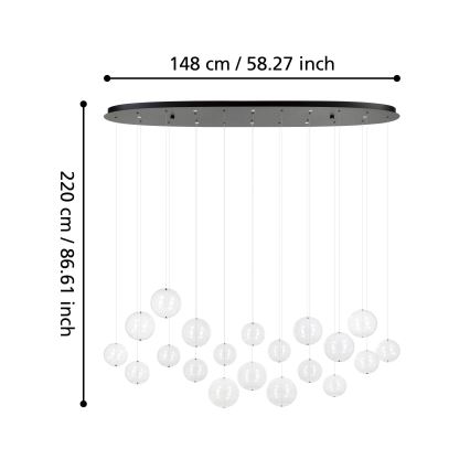 Eglo - LED luster na sajli, prigušiva, 8xLED/4,2W/230V, 3000K, sa prozirnim staklom