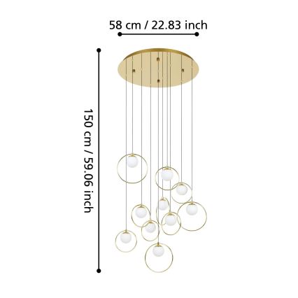 Eglo - LED prigušiva luster na sajli 10xLED/3W/230V 3000K prečnik 58 cm zlatna