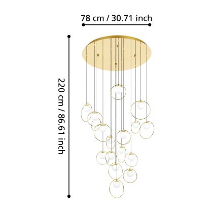 Eglo - LED prigušiva luster na sajli 17xLED/3W/230V 3000K prečnik 78 cm zlatna