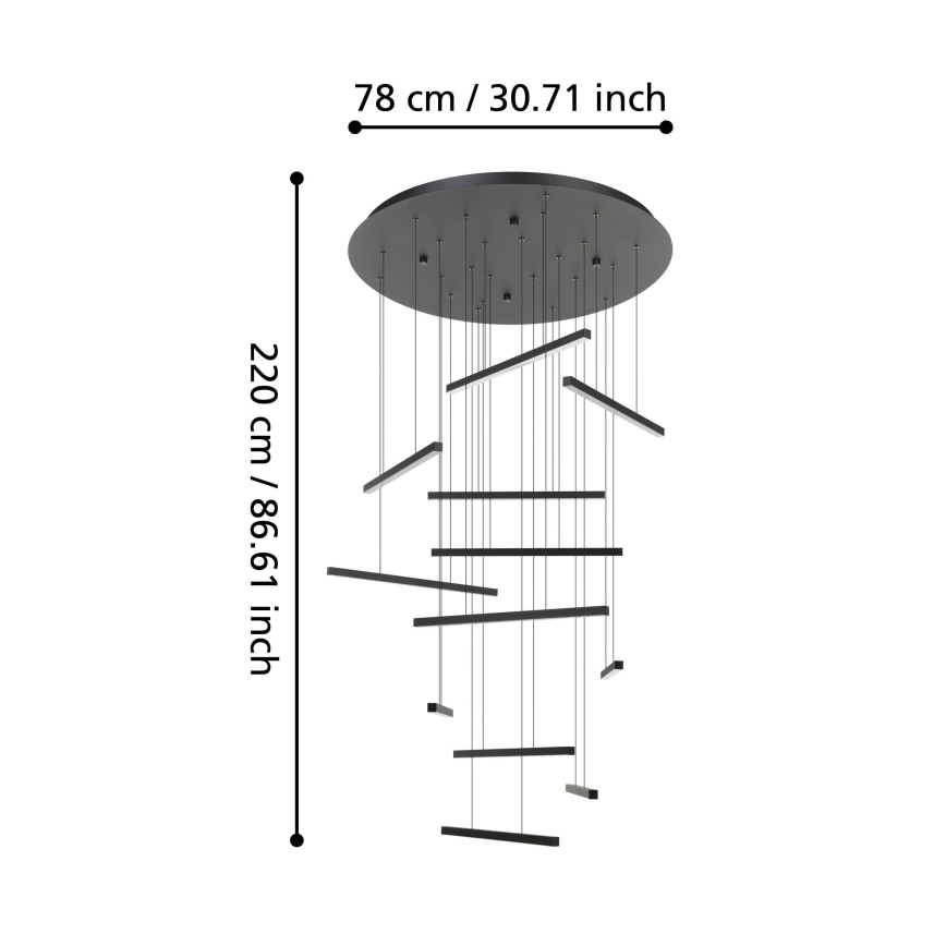 Eglo - LED prigušiva luster na sajli 12xLED/8,4W/230V 3000K crna