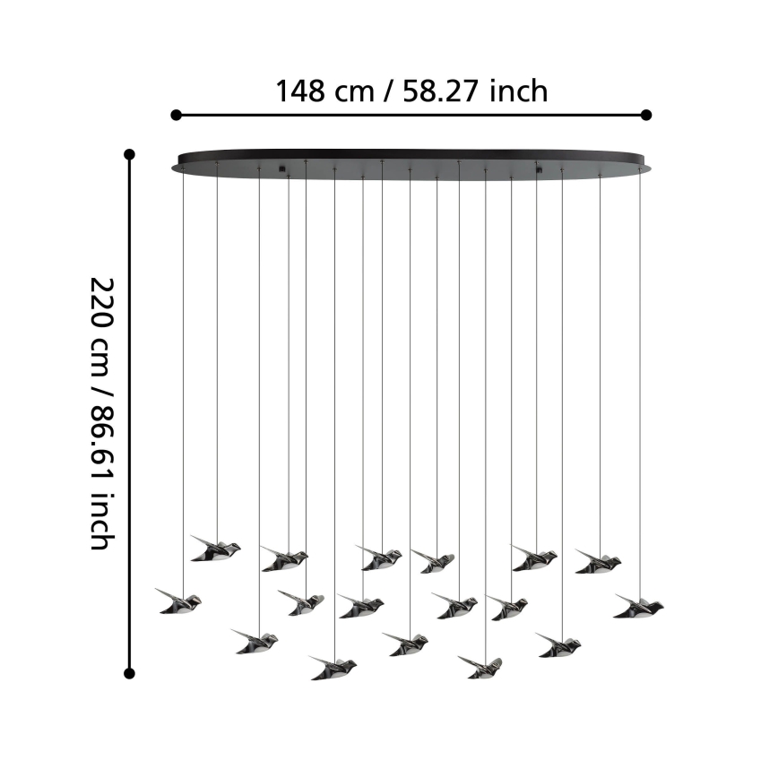 Eglo - LED prigušiva luster na kablu 17xLED/3W/230V 3000K crna