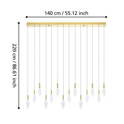 Eglo - LED prigušiva luster na sajli 14xLED/3,3W/230V 3000K zlatna