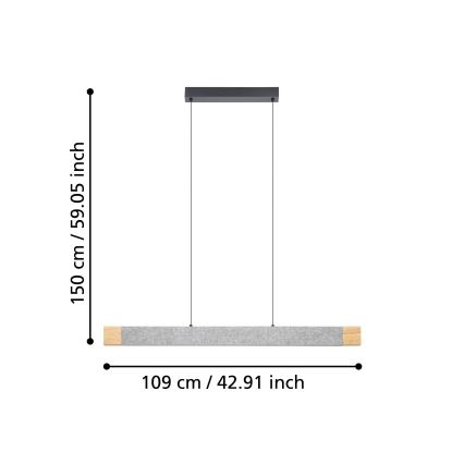 Eglo - LED prigušiva luster na sajli LED/22,2W/230V 3000K braon/siva