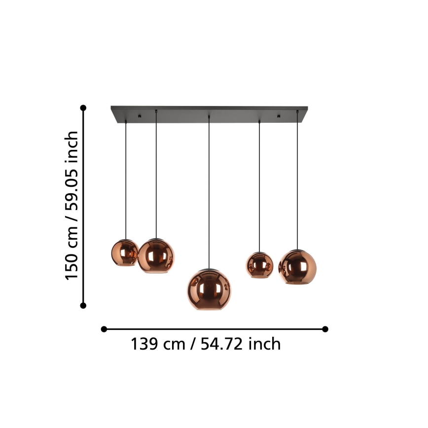 Eglo - Luster na sajli 5xE27/40W/230V u boji bakra