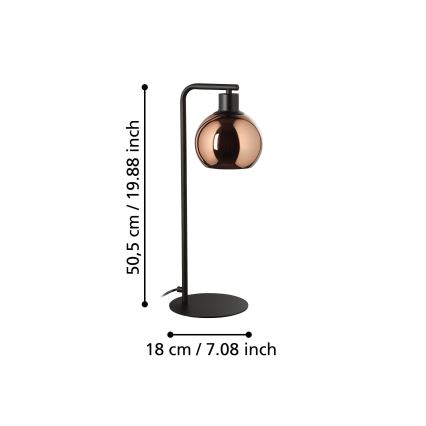 Eglo - Stona lampa 1xE27/40W/230V bakarna