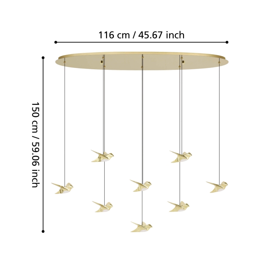 Eglo - LED prigušiva luster na sajli 8xLED/4,2W/230V 3000K zlatna