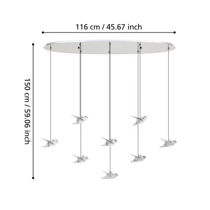 Eglo - LED prigušiva luster na sajli 8xLED/4,2W/230V 3000K sjajni hrom