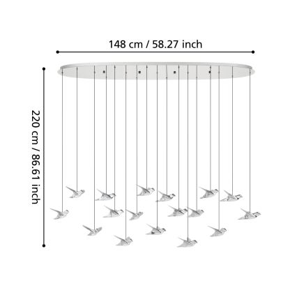 Eglo - LED prigušiva luster na sajli 17xLED/3W/230V 3000K sjajni hrom