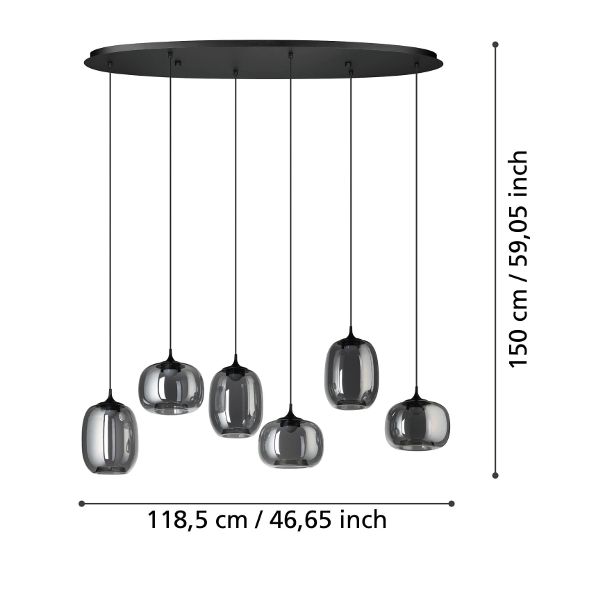 Eglo - LED prigušiva luster na sajli 6xLED/3,7W/230V 2700-6500K dimljena + daljinski upravljač