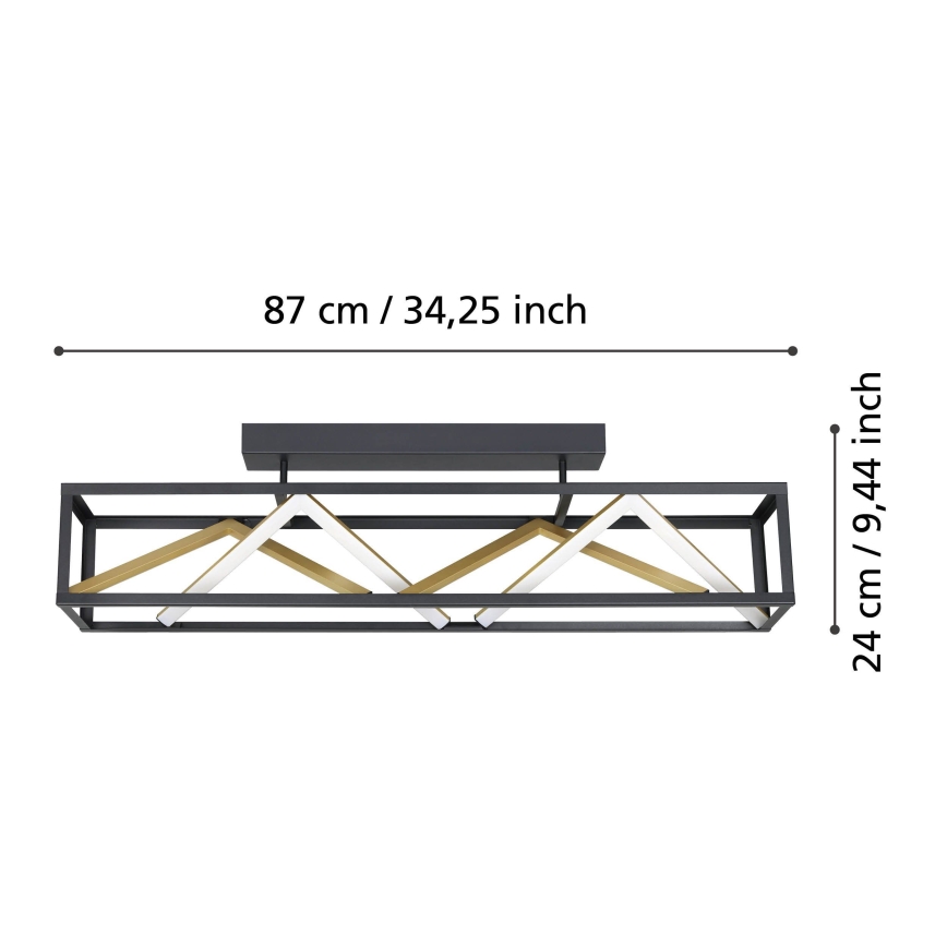 Eglo - LED prigušiva plafonski luster LED/45W/230V 2700-6500K crna/zlatna + daljinski upravljač
