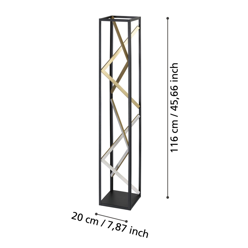 Eglo - prigušiva LED podna lampa LED/23W/230V 2700-6500K crna/zlatna + daljinski upravljač