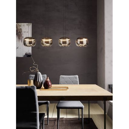 Eglo - LED prigušiva luster na sajli 4xLED/5,8W/230V crna/zadimljeno