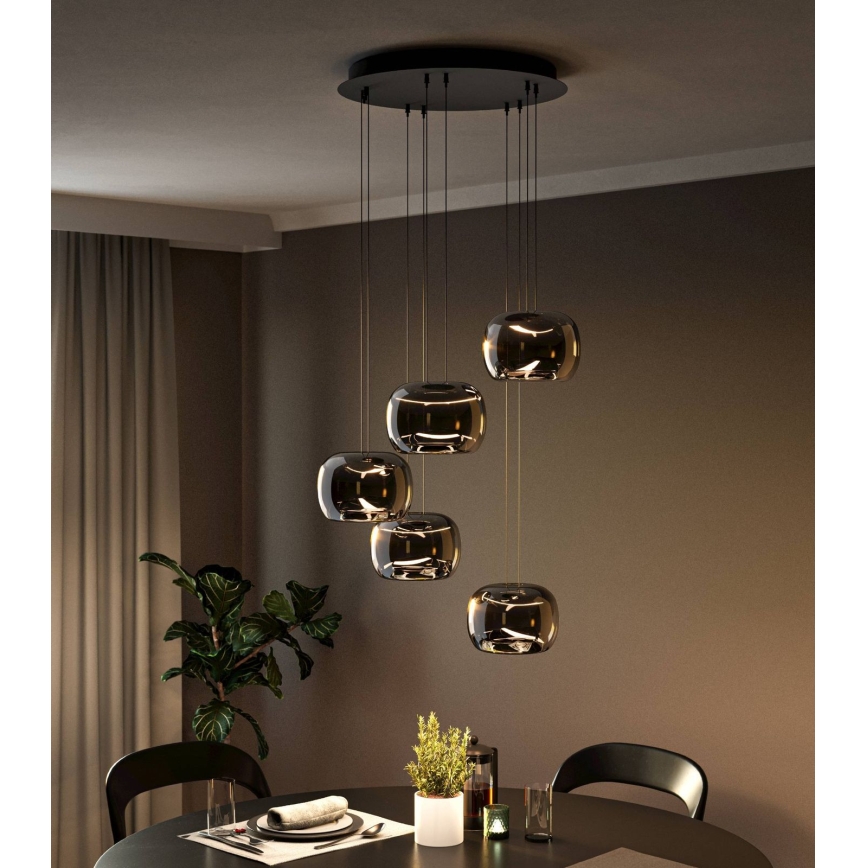 Eglo - LED prigušiva luster na sajli 5xLED/5,8W/230V crna/zadimljeno