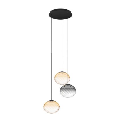 Eglo - LED prigušiva luster na sajli 3xLED/5,8W/230V 2200-6500K crna/bež/zadimljena + daljinski upravljač