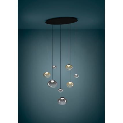 Eglo - LED prigušiva luster na sajli 8xLED/5,8W/230V 2200-6500K crna/bež/zadimljena + daljinsko upravljanje