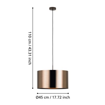 Eglo - Bakreni luster na sajli 1xE27/60W/230V