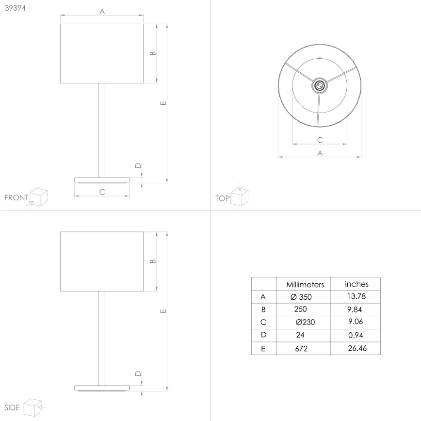 Eglo - Stona lampa 1xE27/60W/230V bakarna