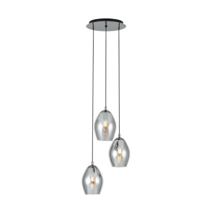Eglo - Luster na sajli 3xE27/60W/230V zadimljeno