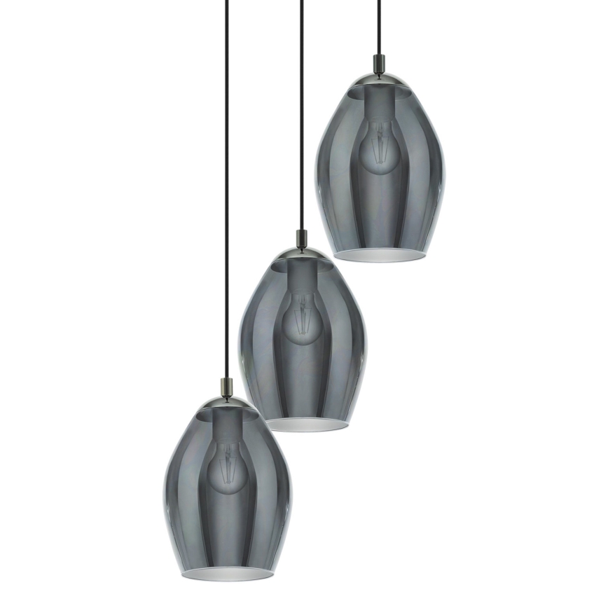 Eglo - Luster na sajli 3xE27/60W/230V zadimljeno