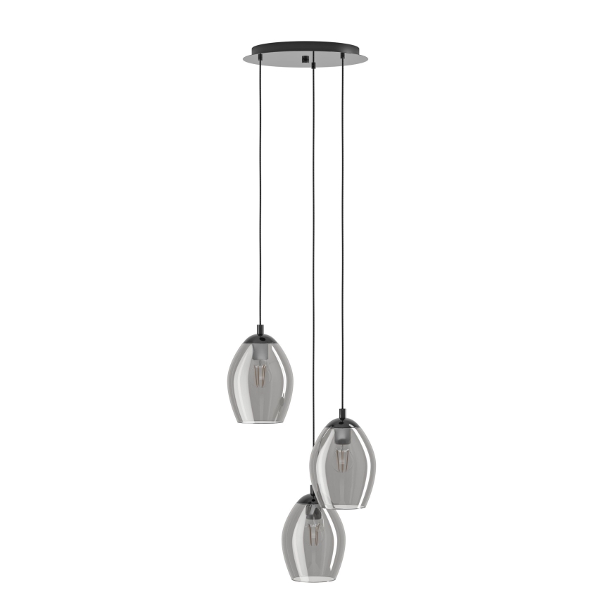 Eglo - Luster na sajli 3xE27/60W/230V zadimljeno