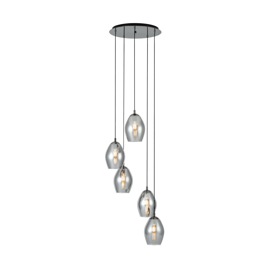 Eglo - Luster na sajli 5xE27/60W/230V zadimljen