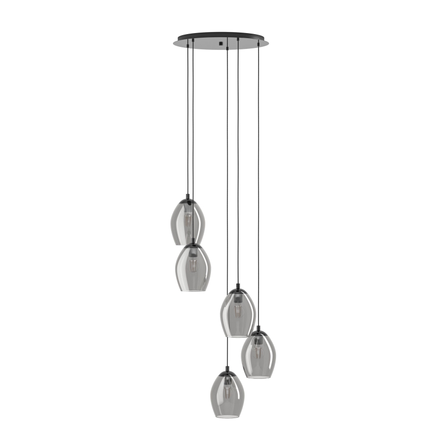Eglo - Luster na sajli 5xE27/60W/230V zadimljen
