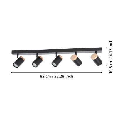 Eglo - LED spot svetlo 5xGU10/4,5W/230V 3000K crna/braon