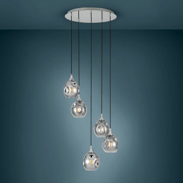 Eglo 39682 - Luster na sajli BREGALLA 5xE27/40W/230V crna/dimljena