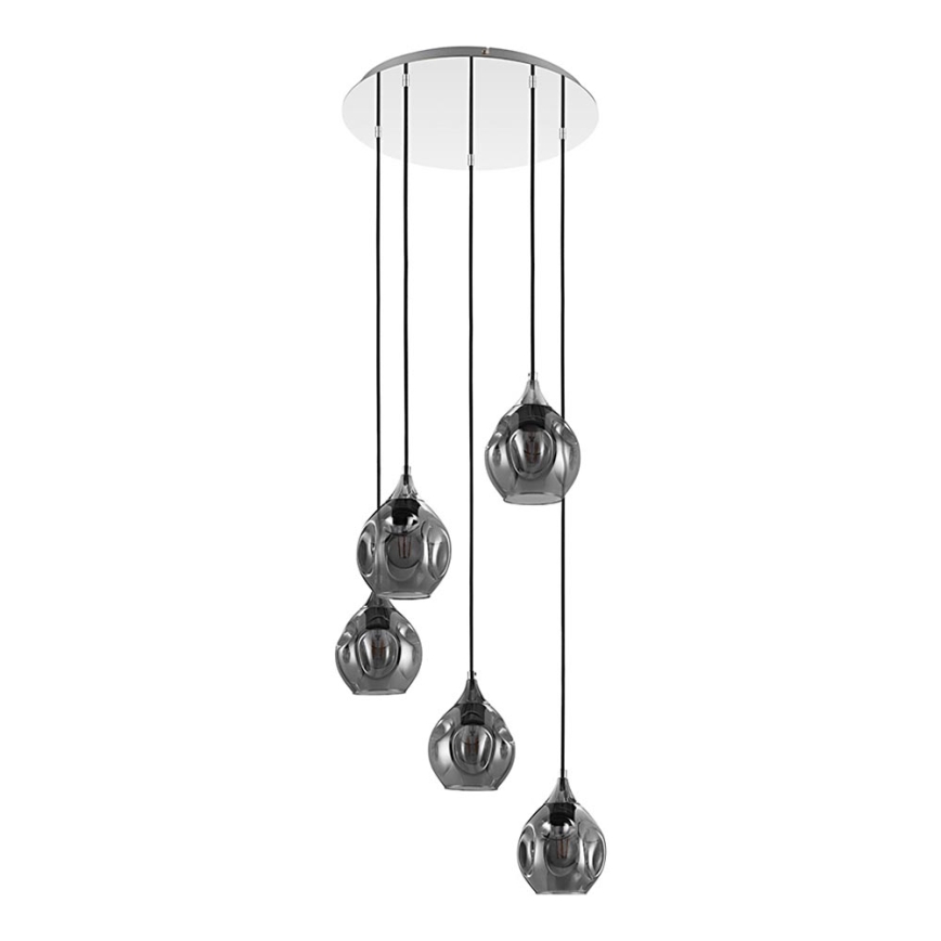Eglo 39682 - Luster na sajli BREGALLA 5xE27/40W/230V crna/dimljena
