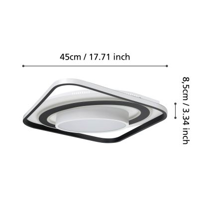Eglo - LED prigušiva stropna svetiljka LED/21,5W/230V + LED/10,5W + LED/3W 3000-6500K crna + daljinski upravljač