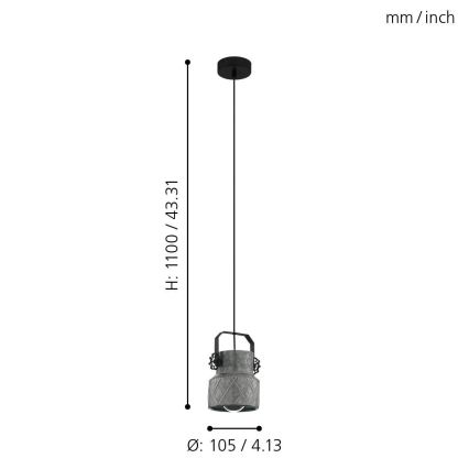 Eglo 39854 - Luster na sajli HILCOTT 1xE27/40W/230V
