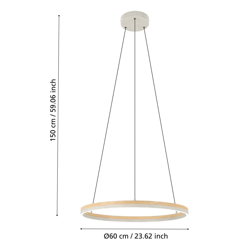 Eglo - LED prigušiva luster na sajli LED/36W/230V 3000K siva/hrast