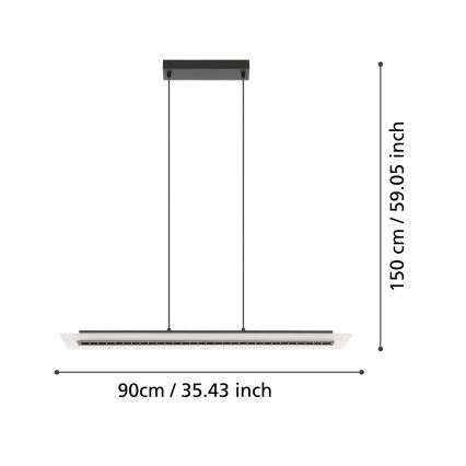 Eglo - LED prigušiva luster na sajli LED/57,5W/230V 3000K crna + daljinski upravljač