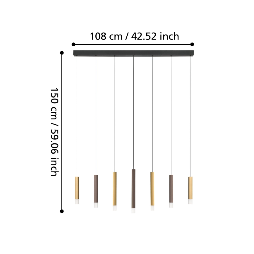 Eglo - LED prigušiva luster na sajli 7xLED/3,1W/230V 3000K antracit/zlatna