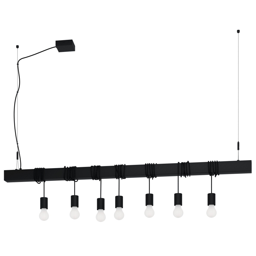 Eglo - Luster na sajli TOWNSHEND 7xE27/40W/230V, crne boje