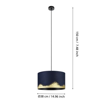 Eglo - Luster na sajli 1xE27/40W/230V, prečnik 38 cm, plavo/zlatno