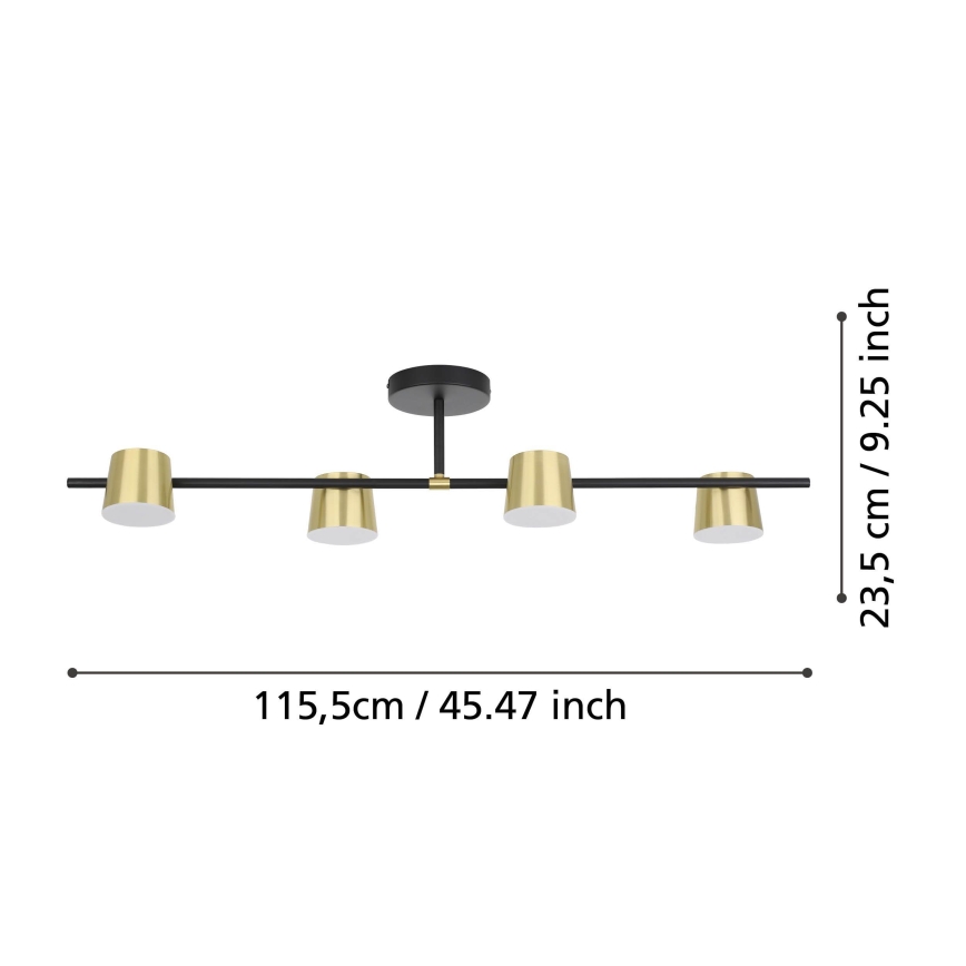 Eglo - LED plafonski luster 4xGU10/4,6W/230V 3000K zlatni