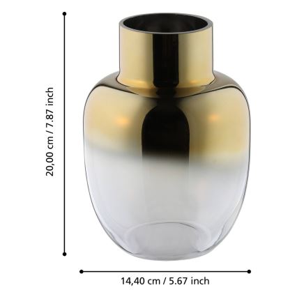 Eglo - Staklena vaza 20 x 14,4 cm, zlatna
