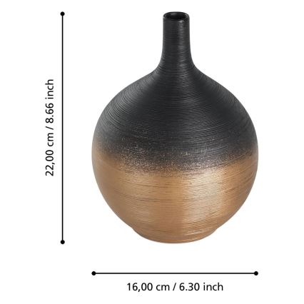 Eglo - Keramička vaza 22x16 cm crna/zlatna