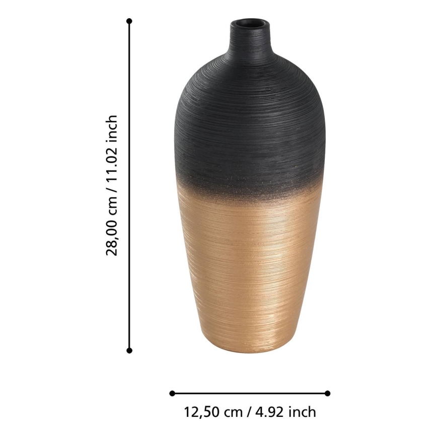 Eglo - Keramička vaza 28x12,5 cm crna/zlatna