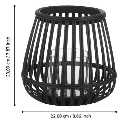 Eglo - Svećnjak 20x22 cm crna/bambus