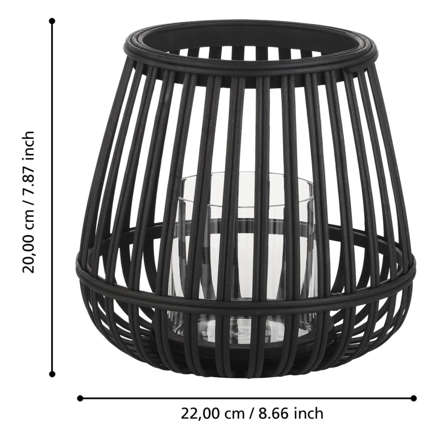 Eglo - Svećnjak 20x22 cm crna/bambus