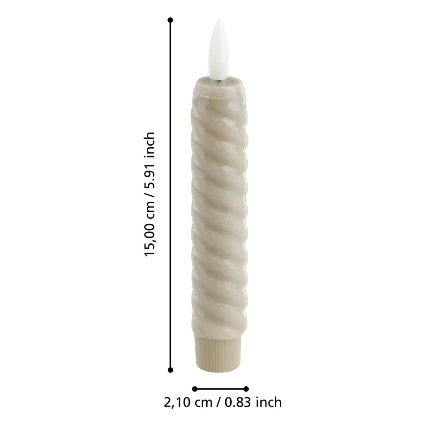 Eglo - Set od 2 LED sveće, 15 cm, napajanje 1x AAA, bež