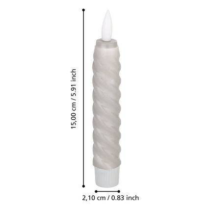 Eglo - Komplet 2x LED sveće LED/1xAAA 15 cm siva