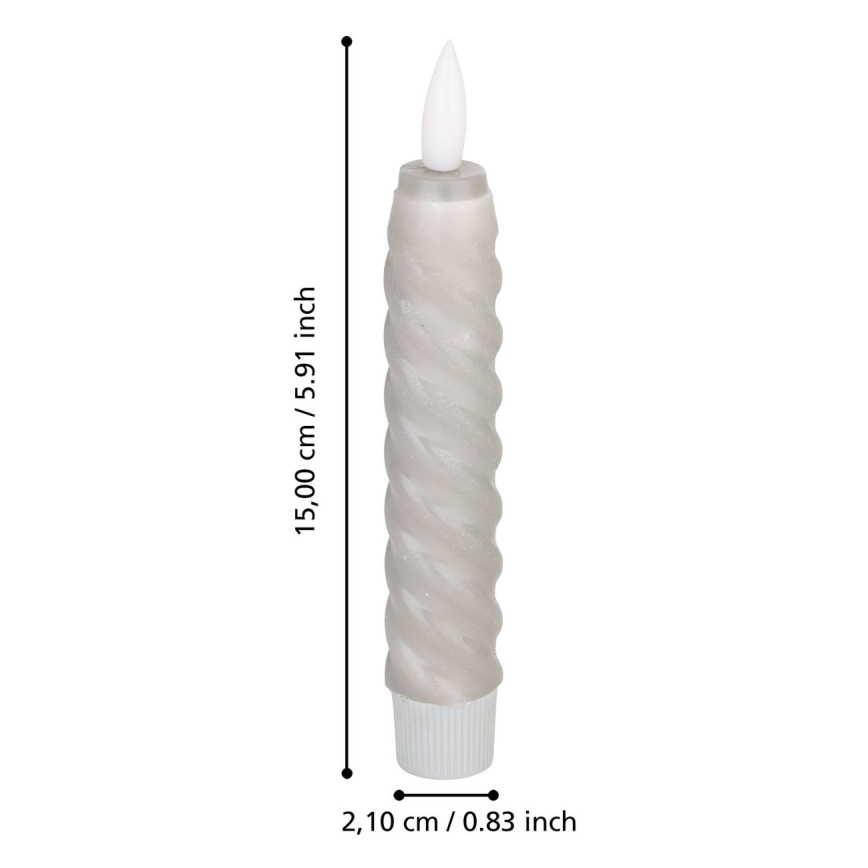 Eglo - Komplet 2x LED sveće LED/1xAAA 15 cm siva
