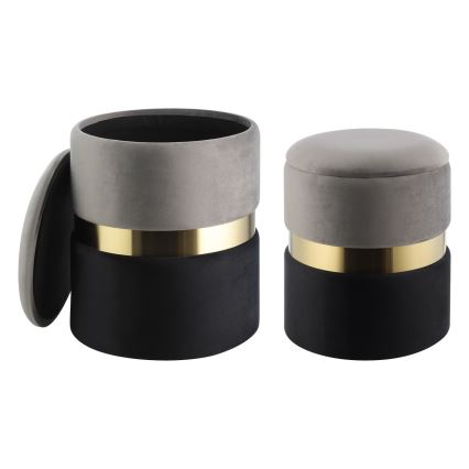 Eglo - Komplet od 2 taburea, prečnik 31,5/36 cm, siva/crna/zlatna