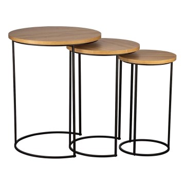 Eglo 424053 - SET 3x pomoćnih stočića TOWADA braon/crna