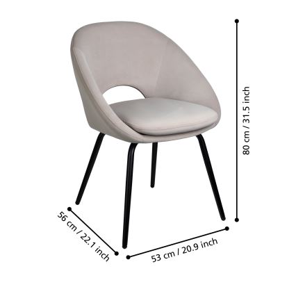 Eglo - Trpezarijska stolica 80x56 cm siva