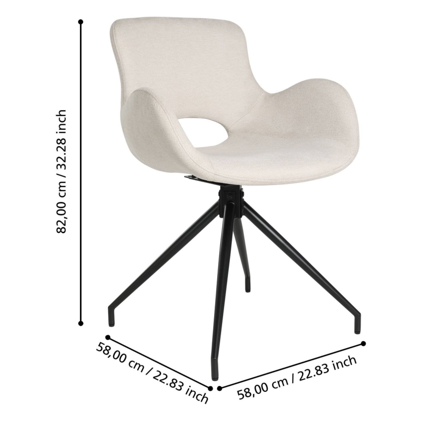 Eglo - Trpezarijska stolica 82x58 cm krem/crna